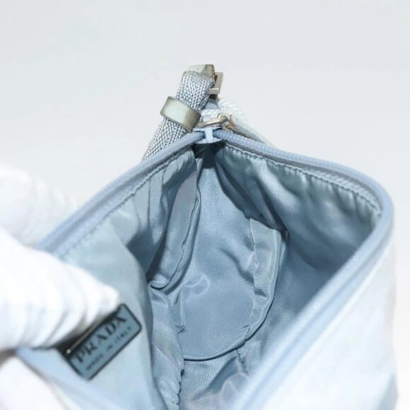 PRADA Sports Accessory Pouch Canvas Light Blue Silver Auth - Picture 12 of 16